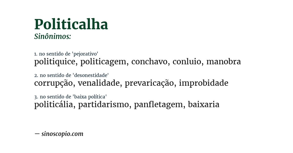 Sinônimo de politicalha