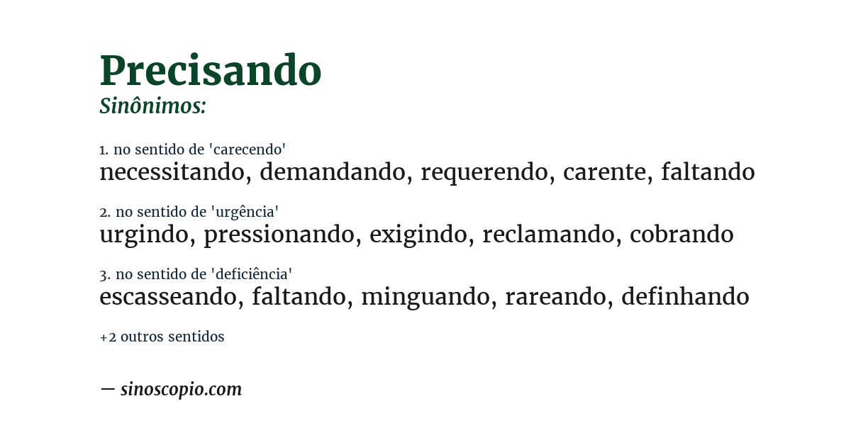 Sinônimo de precisando