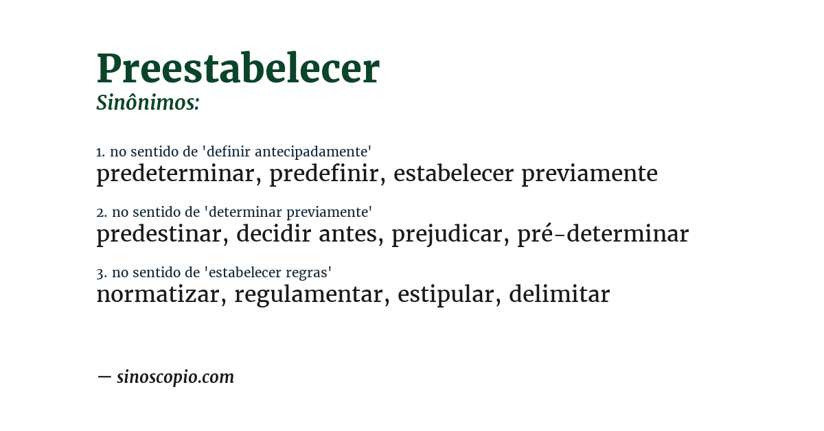 Sinônimo de preestabelecer