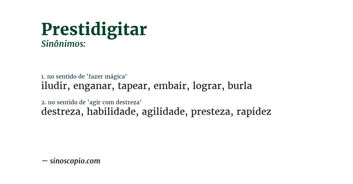 Sinônimo de prestidigitar