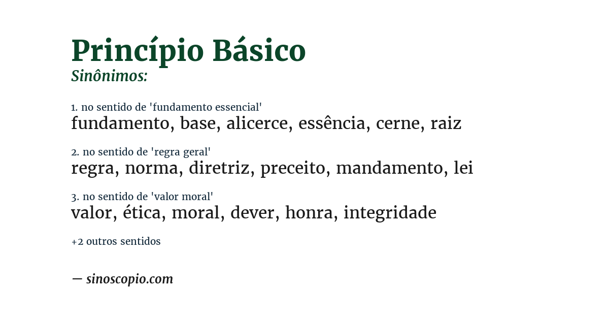 Sinônimo de princípio básico