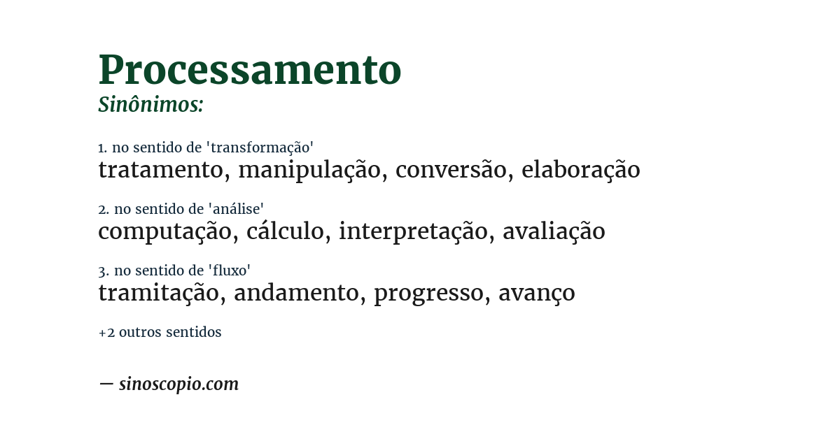 Sinônimo de processamento
