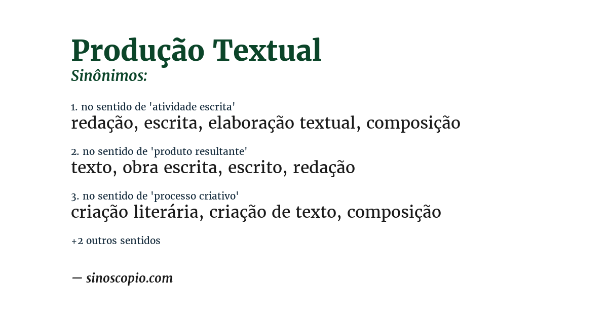 Sinônimo de produção textual