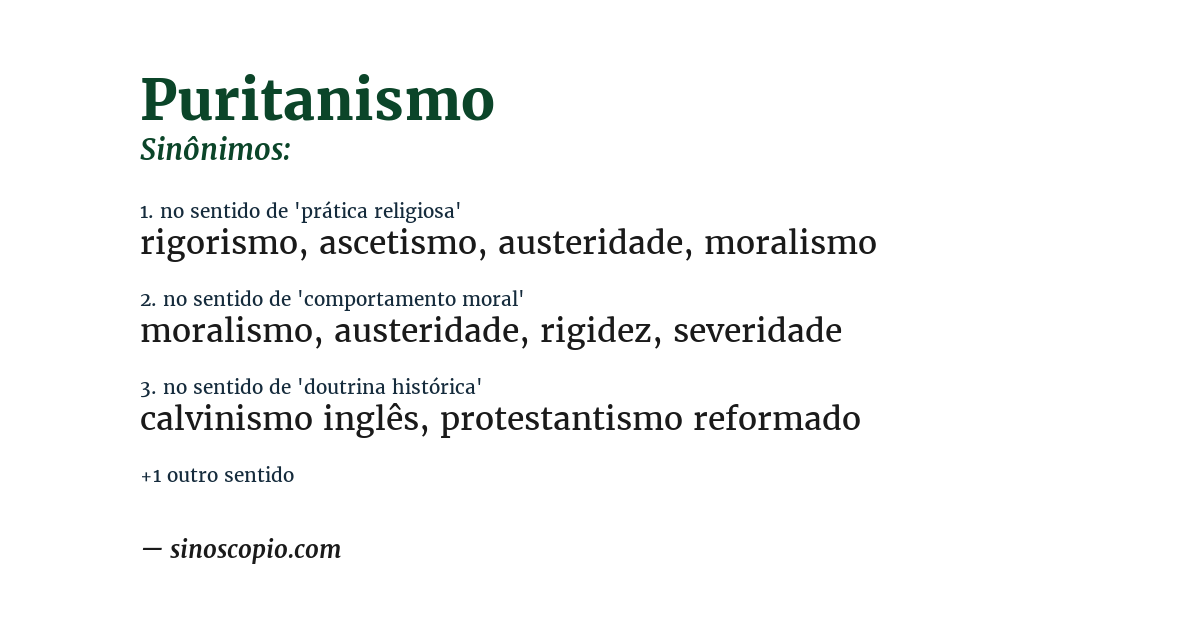 Sinônimo de puritanismo