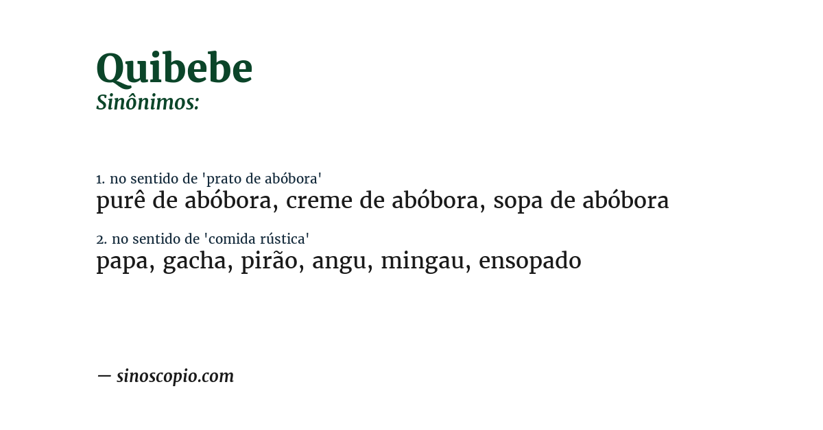 Sinônimo de quibebe