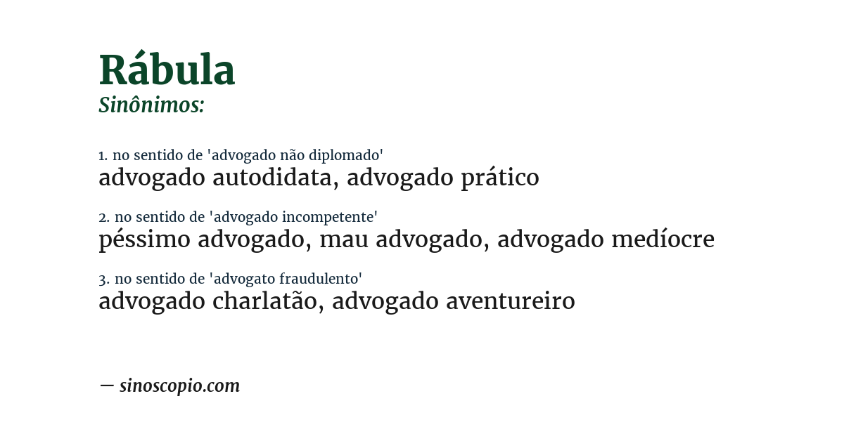 Sinônimo de rábula