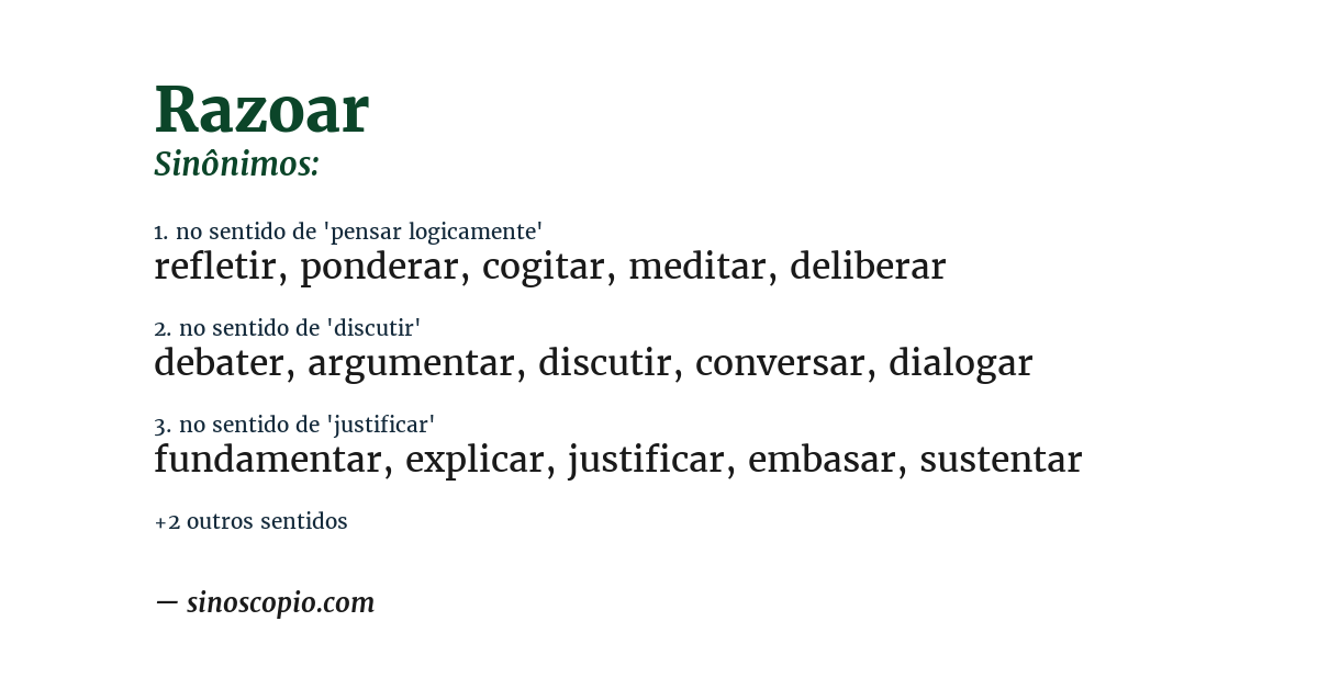 Sinônimo de razoar