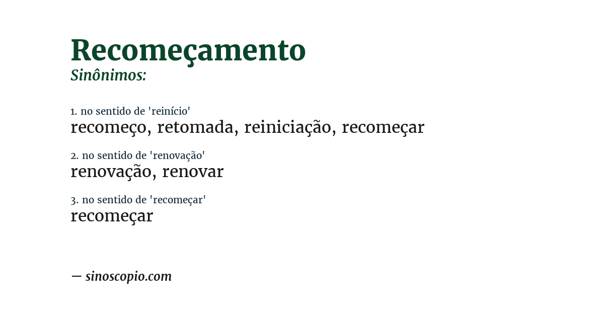 Sinônimo de recomeçamento