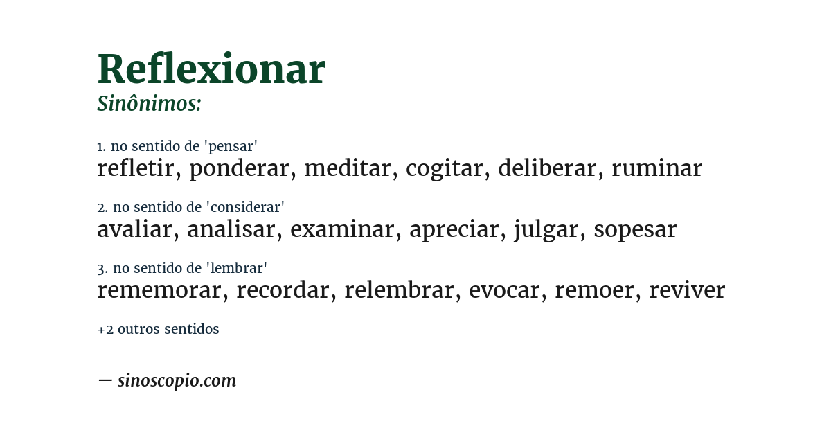 Sinônimo de reflexionar