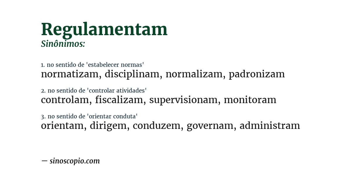 Sinônimo de regulamentam
