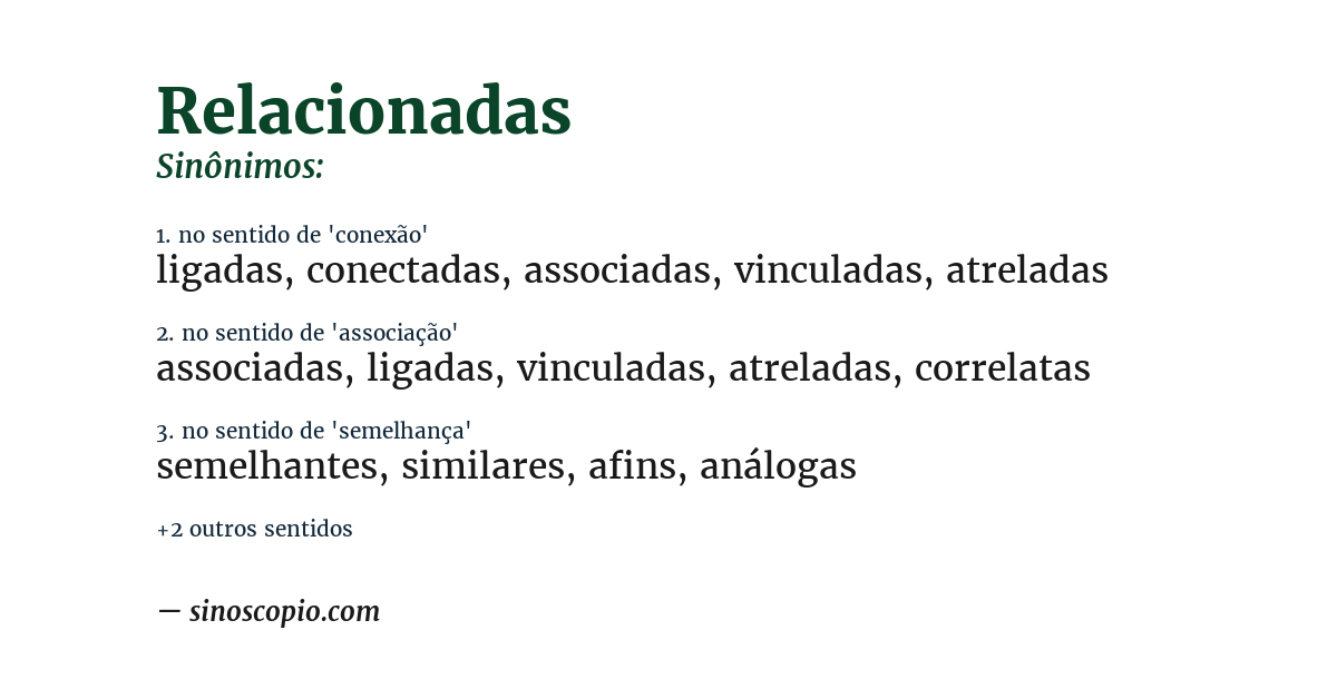 Sinônimo de relacionadas