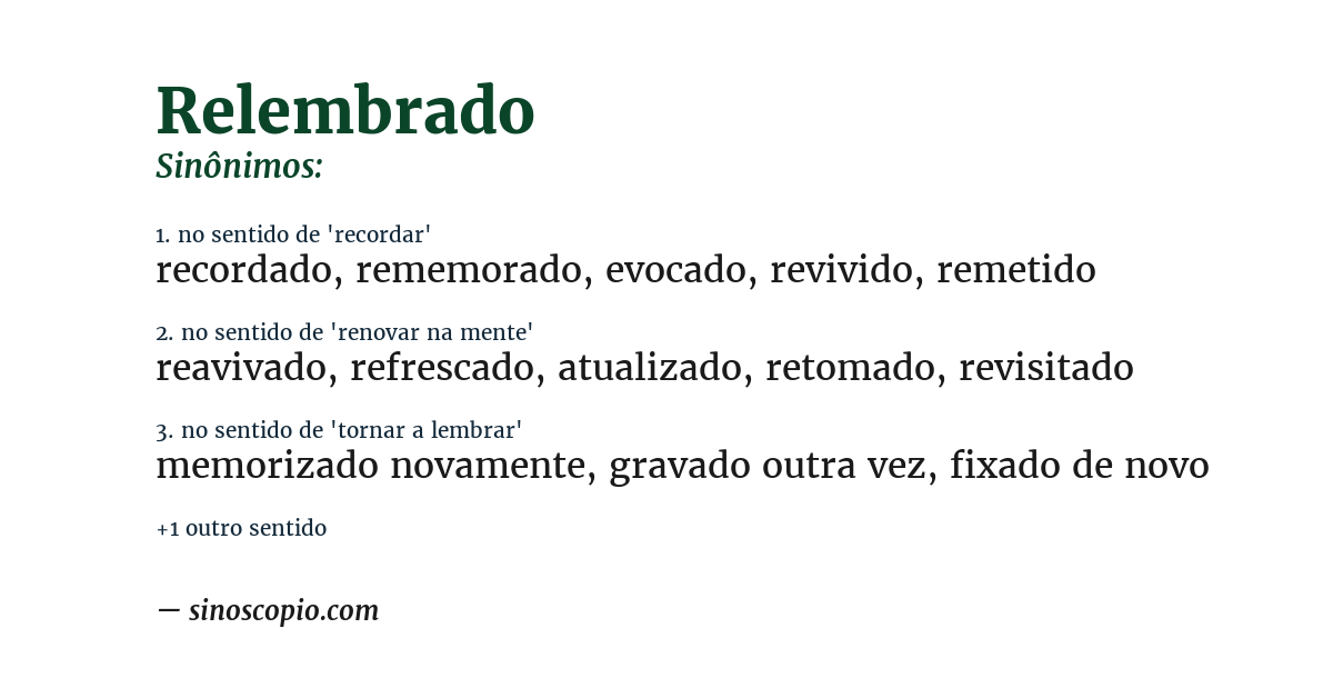 Sinônimo de relembrado