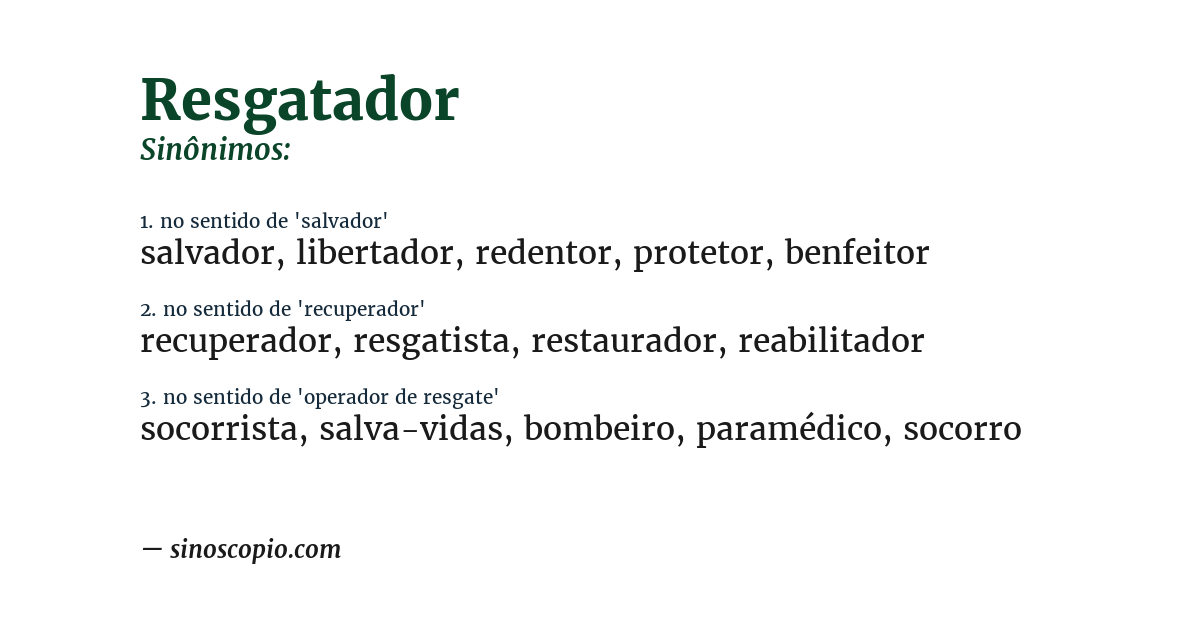 Sinônimo de resgatador