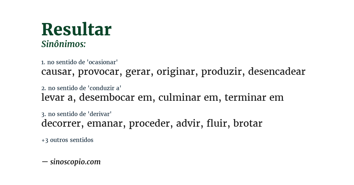 Sinônimo de resultar