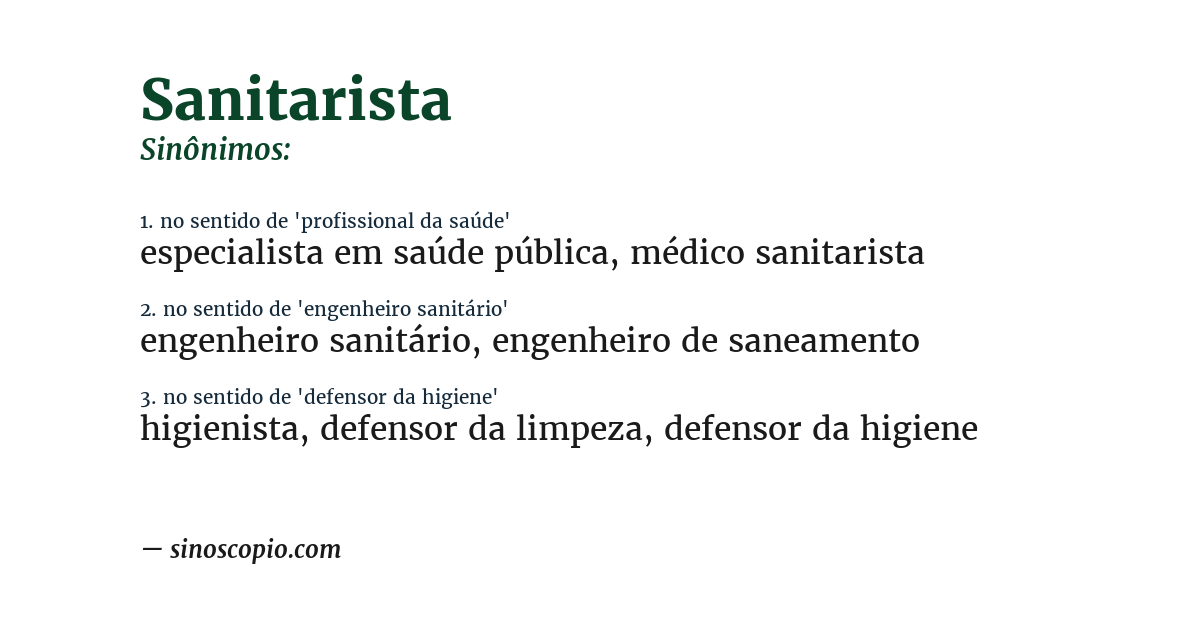 Sinônimo de sanitarista