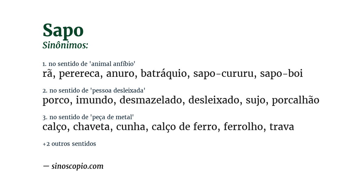 Sinônimo de sapo