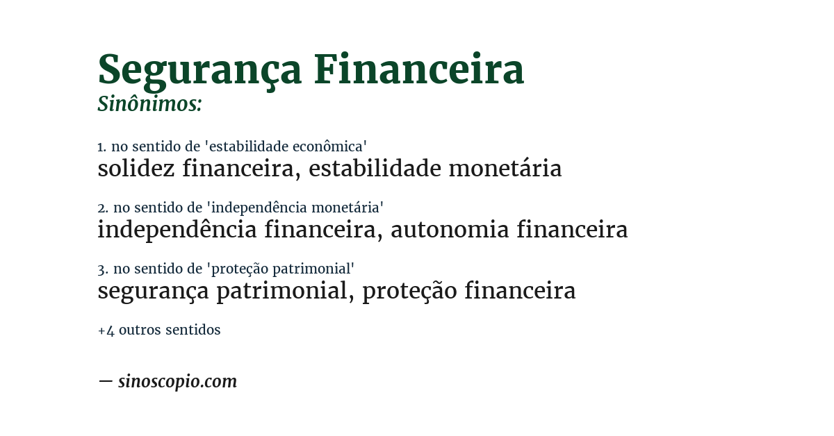 Sinônimo de segurança financeira