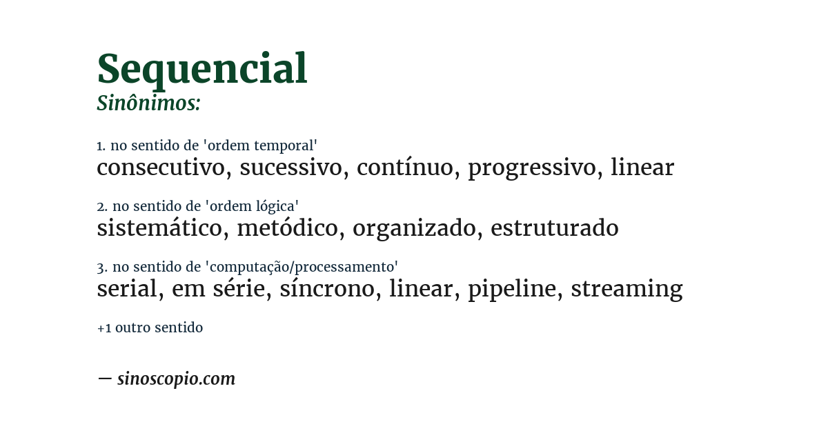 Sinônimo de sequencial
