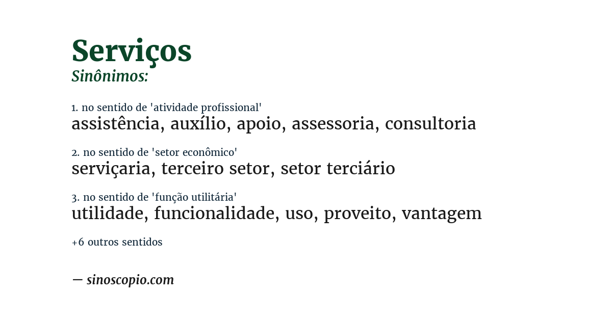 Sinônimo de serviços
