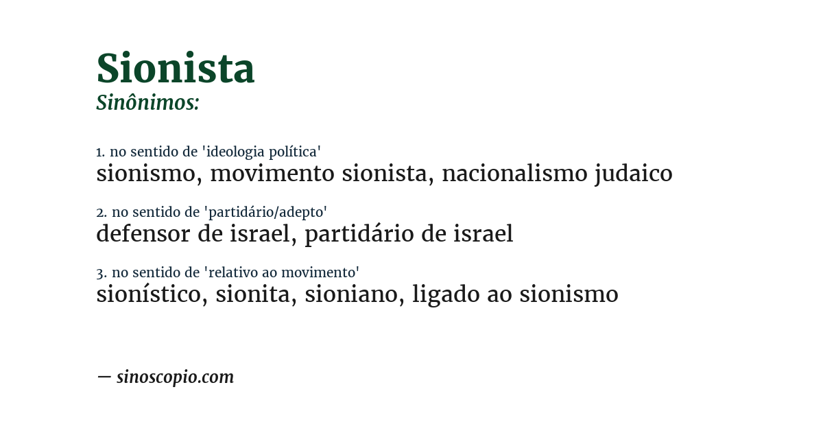 Sinônimo de sionista