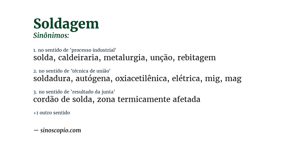 Sinônimo de soldagem