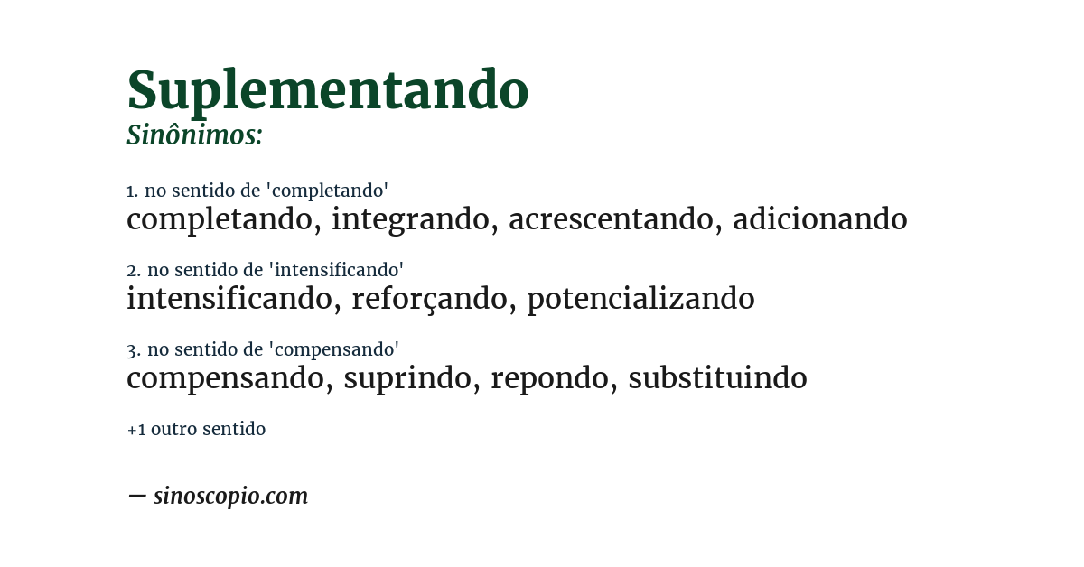 Sinônimo de suplementando