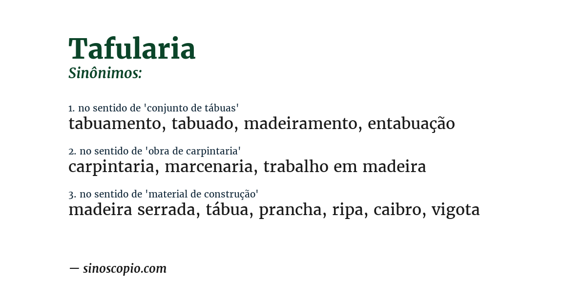 Sinônimo de tafularia