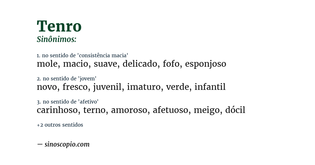 Sinônimo de tenro