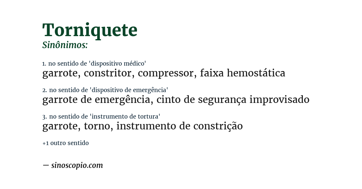 Sinônimo de torniquete