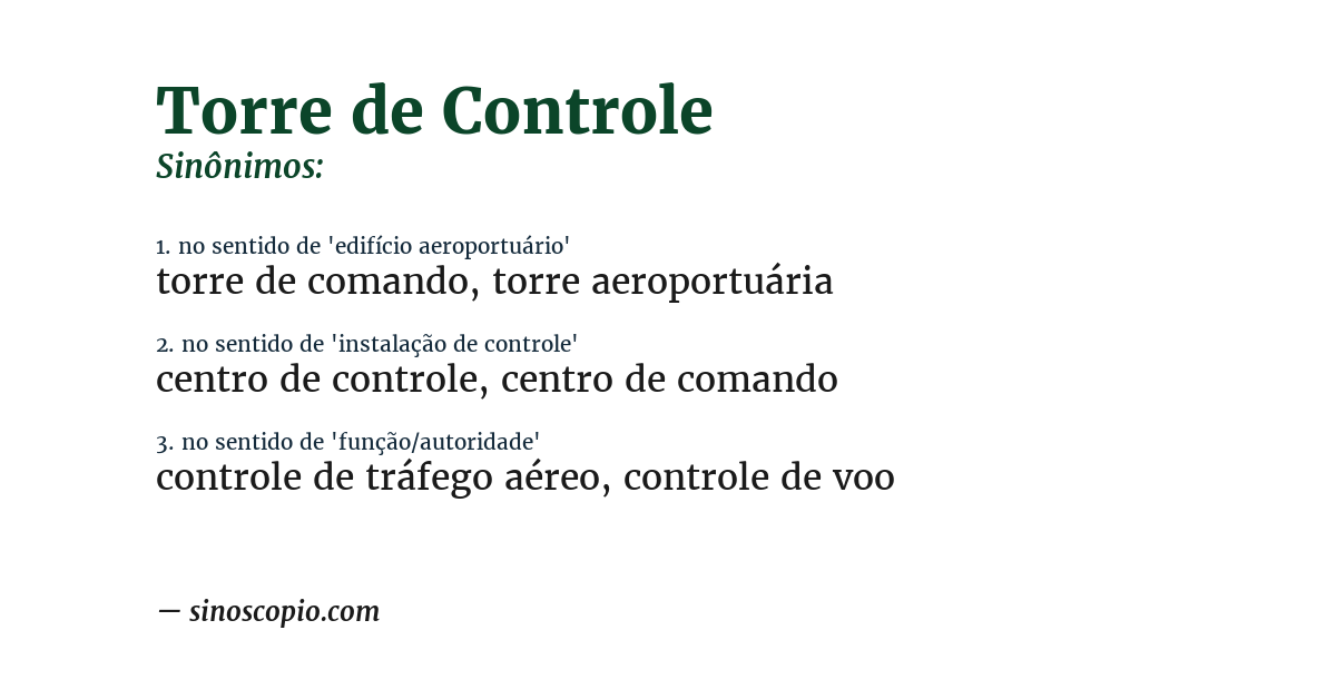 Sinônimo de torre de controle