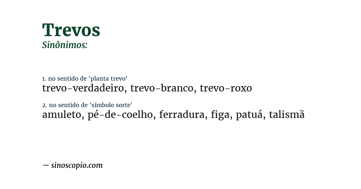 Sinônimo de trevos