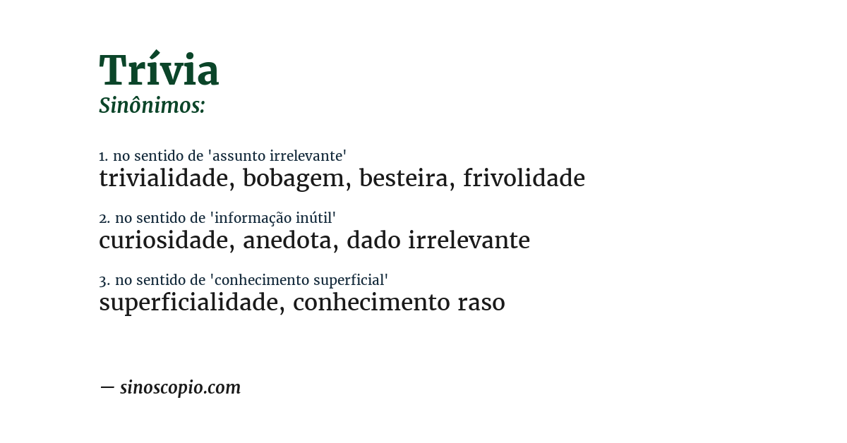 Sinônimo de trívia