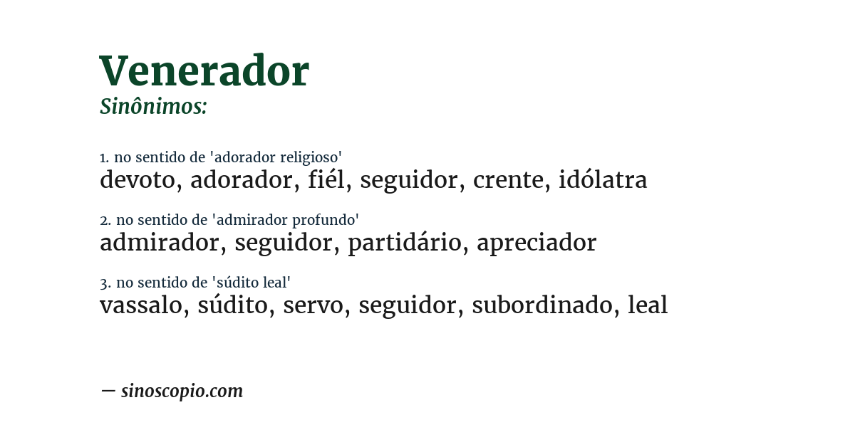 Sinônimo de venerador
