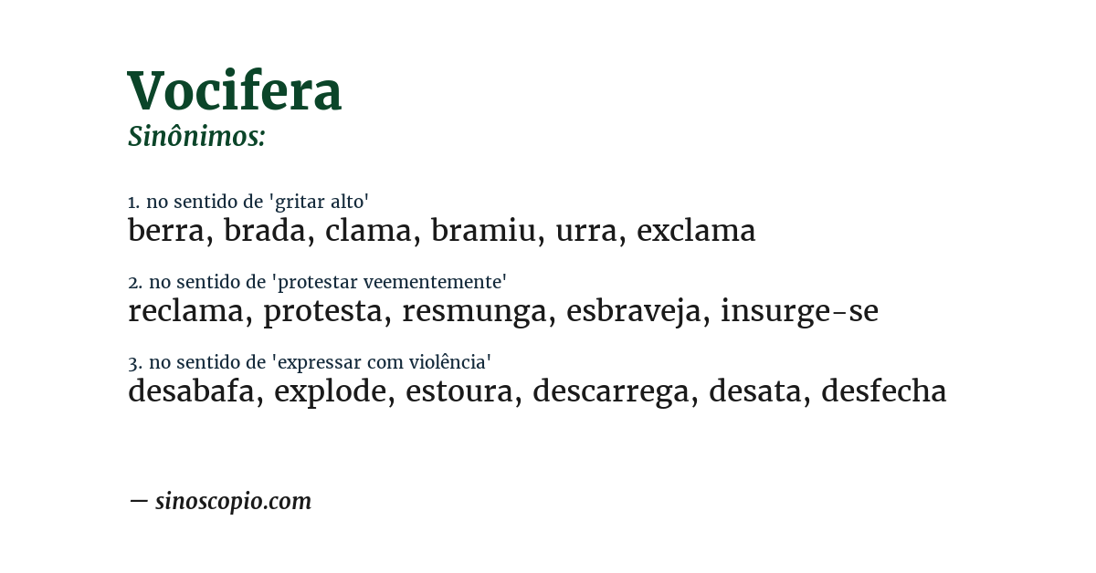 Sinônimo de vocifera