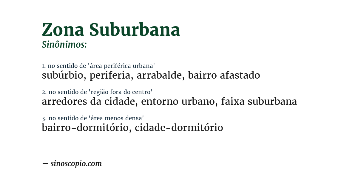 Sinônimo de zona suburbana