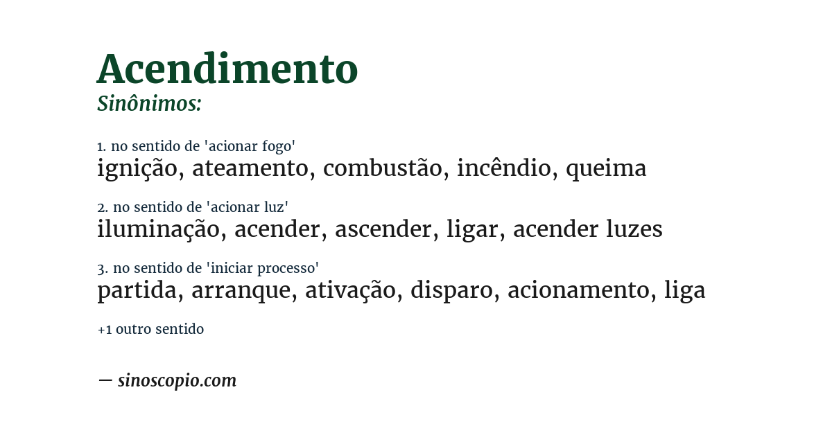 Sinônimo de acendimento