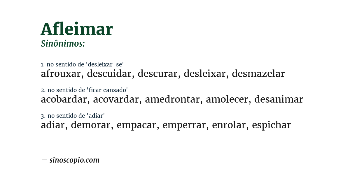 Sinônimo de afleimar