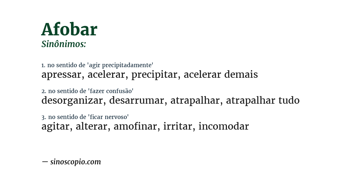 Sinônimo de afobar