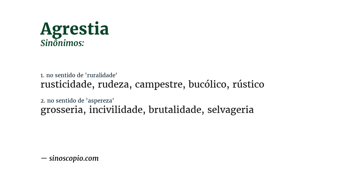 Sinônimo de agrestia
