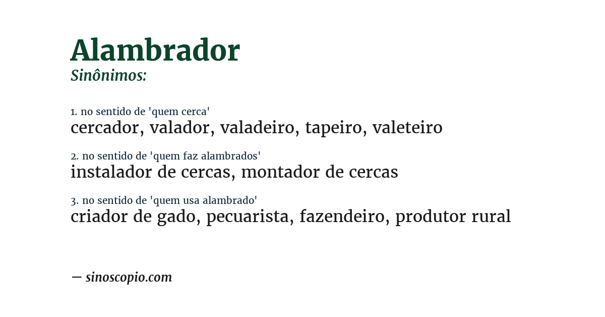 Sinônimo de alambrador