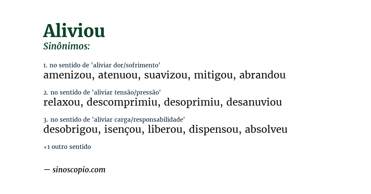 Sinônimo de aliviou