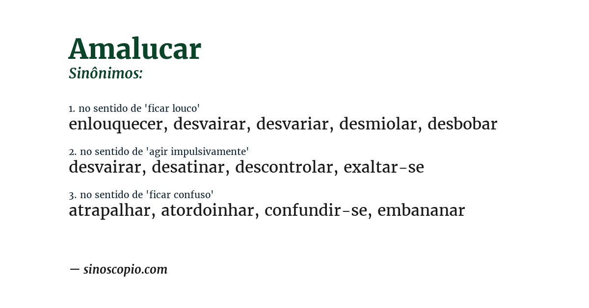 Sinônimo de amalucar