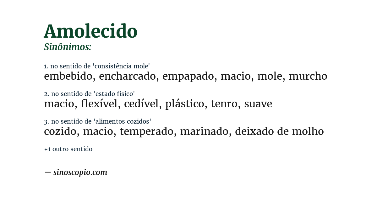 Sinônimo de amolecido