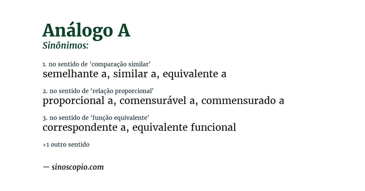 Sinônimo de análogo a