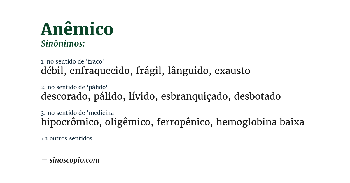 Sinônimo de anêmico