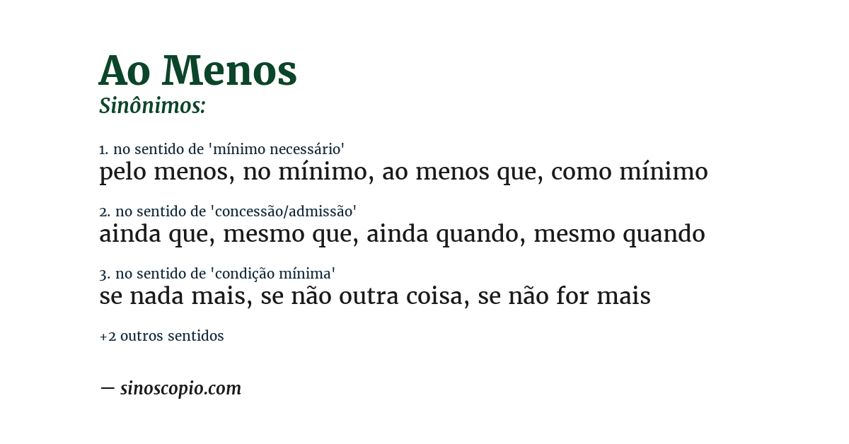 Sinônimo de ao menos