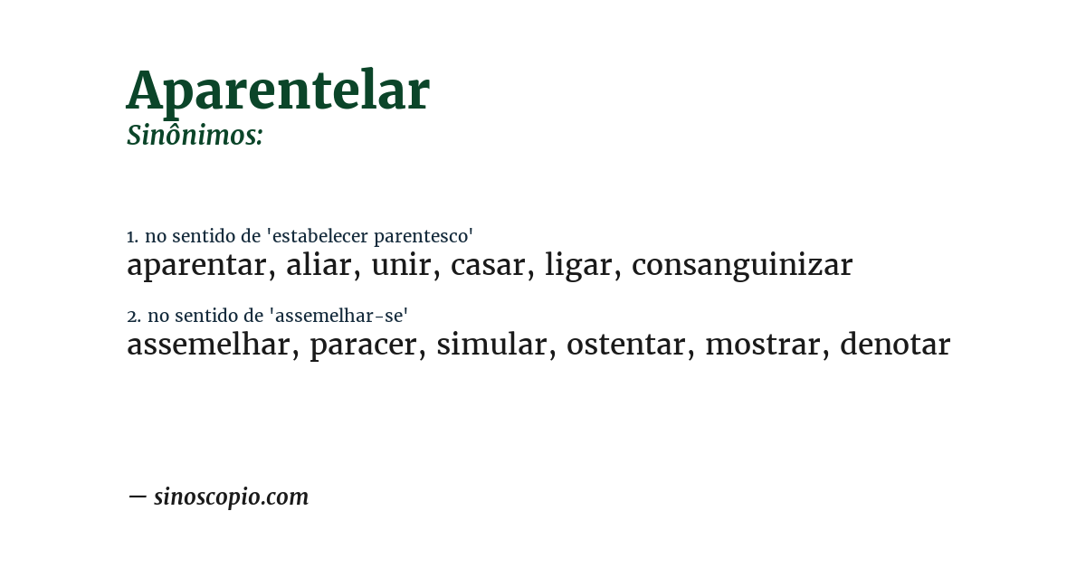 Sinônimo de aparentelar