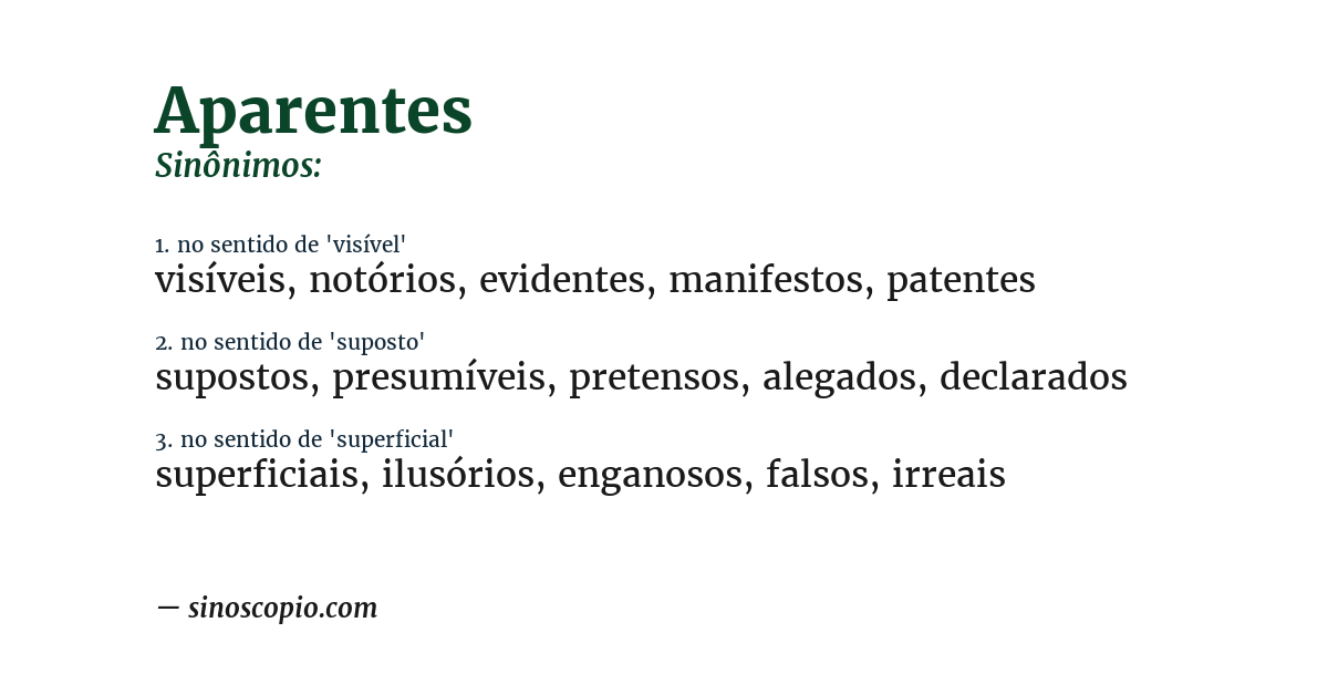 Sinônimo de aparentes