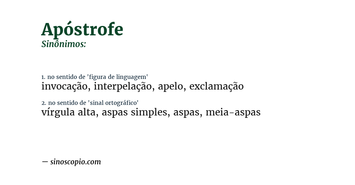 Sinônimo de apóstrofe