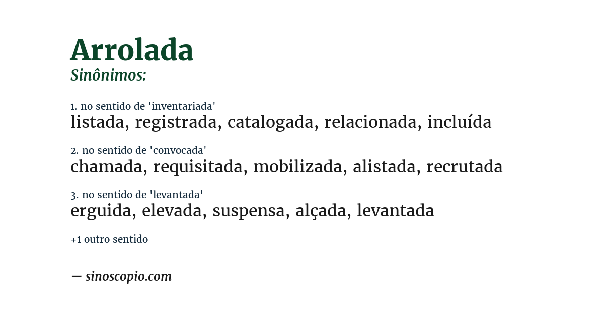 Sinônimo de arrolada